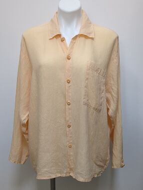 Vintage FLAX Jeanne Engelhart 100% Linen Button Down Shirt Oversized lagenlook L